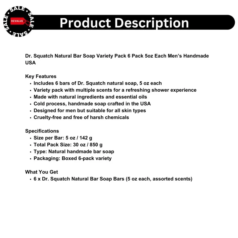 Dr. Squatch Natural Bar Soap Variety 6-Pack‎